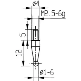 Koncowka pomiarowa ze wstawkami z weglika spiek,kulista typ 18/ 1,0mm KÄFER
