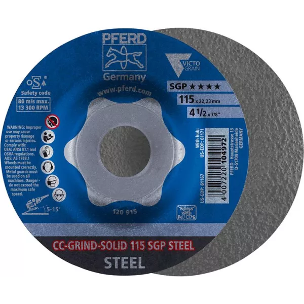 Sciernica tarcz.CC-GRIND Solid SGP STEEL 115mm PFERD